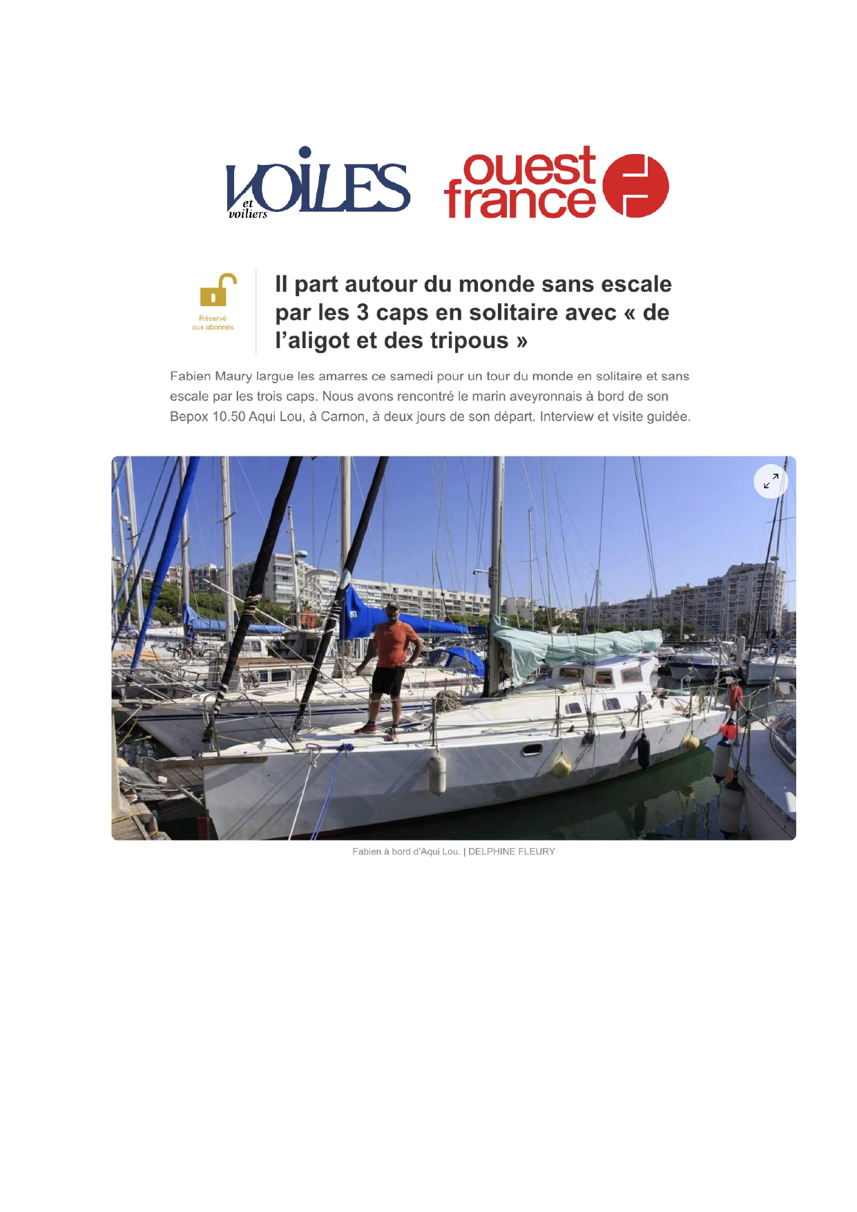 Article du journal Voile et Voilier 09/2024